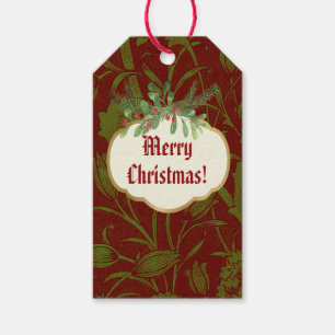 Nostalgische klassieker William Morris Red Holiday Cadeaulabel