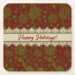 Nostalgische klassieker William Morris Red Holiday Kartonnen Onderzetters