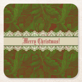 Nostalgische klassieker William Morris Red Holiday Kartonnen Onderzetters