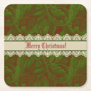 Nostalgische klassieker William Morris Red Holiday Kartonnen Onderzetters