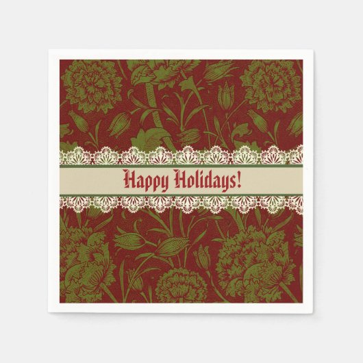 Nostalgische klassieker William Morris Red Holiday Servet (Voorkant)