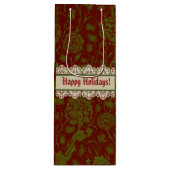 Nostalgische klassieker William Morris Red Holiday Wijn Cadeautas (Voorkant)