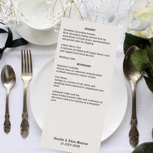 Nostalgische krant Bruiloft Menu