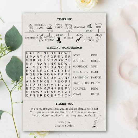 Nostalgische krant bruiloft programma