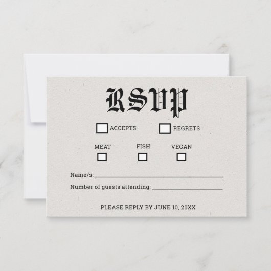 Nostalgische krant bruiloft RSVP Kaart (Voorkant)