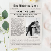 Nostalgische krant Bruiloft Save the Date Kaart