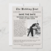 Nostalgische krant Bruiloft Save the Date Kaart (Voorkant)