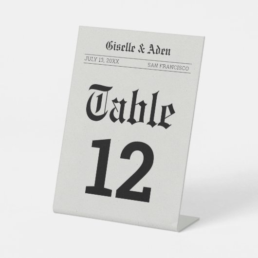 Nostalgische krant Trouwtafel nummer Reclamebord Met Voetstuk (Voorkant)