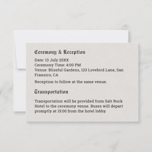 Nostalgische kranten Details Behuizing Kaart (Achterkant)