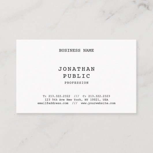 Nostalgische look minimalistisch elegante klassiek visitekaartje (Voorkant)