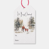 Nostalgische Merry Christmas Design Gift Labels Cadeaulabel (Voorkant)