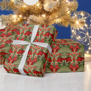 Nostalgische Mistletoe en Holly Kerstmis Cadeaupapier