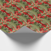 Nostalgische Mistletoe en Holly Kerstmis Cadeaupapier (Hoek)