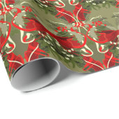 Nostalgische Mistletoe en Holly Kerstmis Cadeaupapier (Rol Hoek)