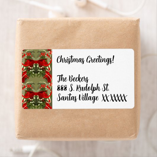 Nostalgische Mistletoe en Holly Kerstmis Etiket (Insitu)