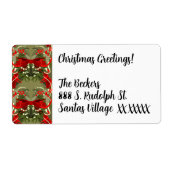 Nostalgische Mistletoe en Holly Kerstmis Etiket (Voorkant)