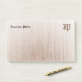 Nostalgische monogram Sjabloon Aangepast hout Post-it® Notes (Op bureau)