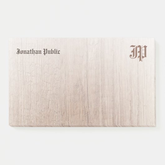 Nostalgische monogram Sjabloon Aangepast hout Post-it® Notes (Voorkant)