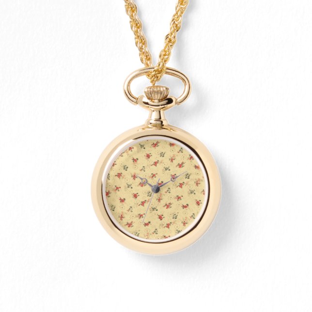Nostalgische mooie Mini Rozen Gold Pocket Horloge (Voorkant)