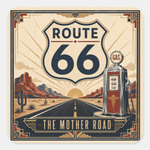 Nostalgische Mother Road Zonsopgang Aandenken Vierkante Sticker