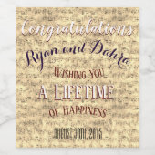 Nostalgische Muzieknoten achtergrond Wijn Etiket (Enkel label)