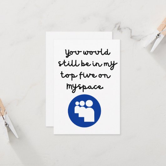 Nostalgische MySpace Vriendschap / Verjaardag Kaar Kaart (Voorkant / Achterkant in situ)