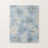 Nostalgische nautische blauwwitte kaart legpuzzel (Verticaal)