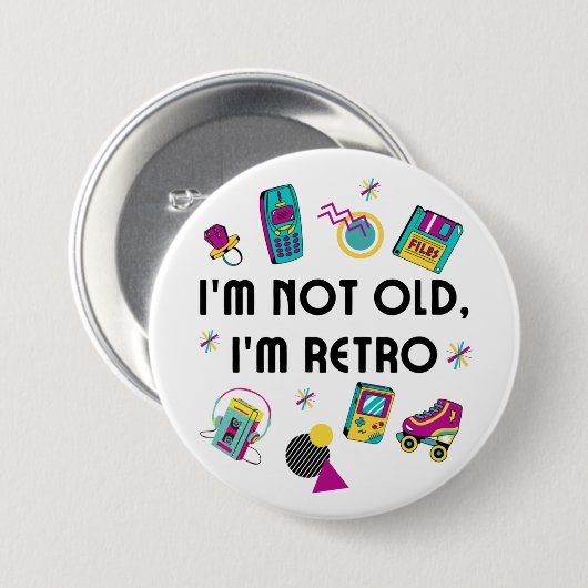 nostalgische neonkleur 80s memorabilia ronde button 7,6 cm (Voorkant /achterkant)
