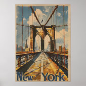 Nostalgische New York Brooklyn Bridge Travel Poste Poster (Voorkant)