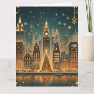 Nostalgische New York Kerstmis - Iconische Feestda Kaart