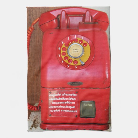 Nostalgische Oude Klassieke Telefoon van de Retro Theedoek (Verticaal)