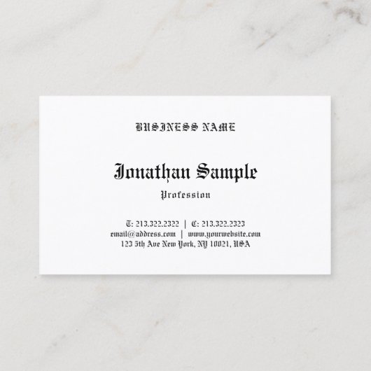 Nostalgische Oudengelse tekst Zwart Wit Sjabloon Visitekaartje (Achterkant)