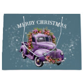 Nostalgische Paarse truck Home voor Kerstmis Groot Cadeauzakje (Voorkant)