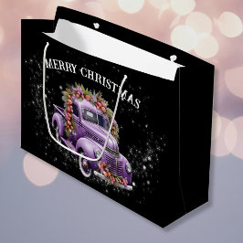 Nostalgische Paarse truck Home voor Kerstmis Groot Cadeauzakje