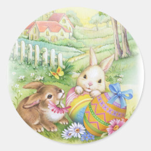, nostalgische paasbundels ronde sticker
