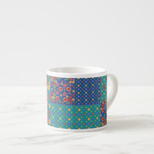 Nostalgische Patronen Faux Patchwork Espresso Mok