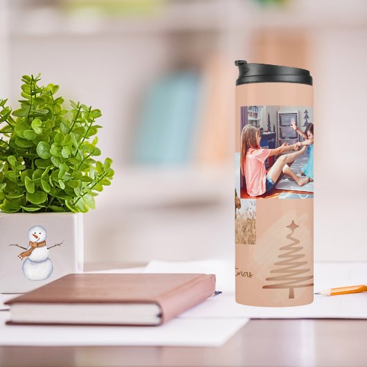 Nostalgische Peach 3 Fotosjabloon Kerstmis Thermosbeker