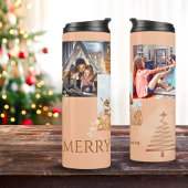 Nostalgische Peach 3 Fotosjabloon Kerstmis Thermosbeker