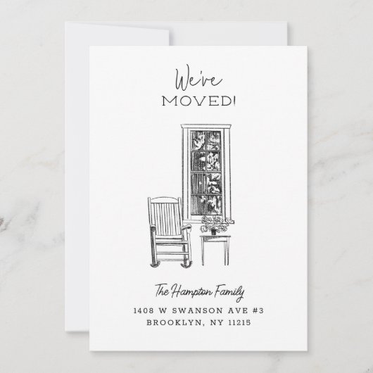 Nostalgische Porch Vignette Schets Tekening Bewege Aankondiging (Voorkant)