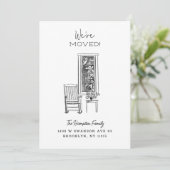 Nostalgische Porch Vignette Schets Tekening Bewege Aankondiging (Staand voorkant)