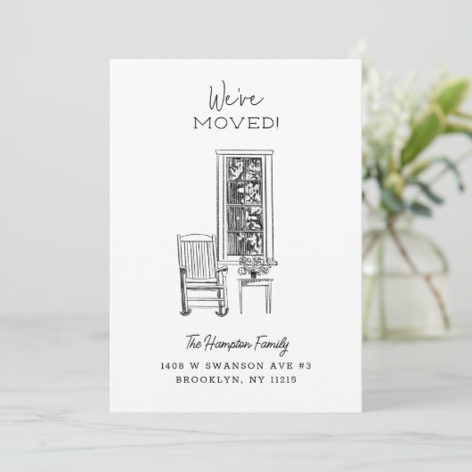 Nostalgische Porch Vignette Schets Tekening Bewege Aankondiging (Staand voorkant)