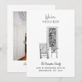 Nostalgische Porch Vignette Schets Tekening Bewege Aankondiging (Voorkant / Achterkant)