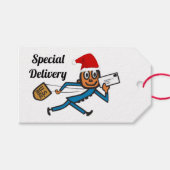 Nostalgische postbode Santa Cadeaulabel (Voorkant (Horizontaal))
