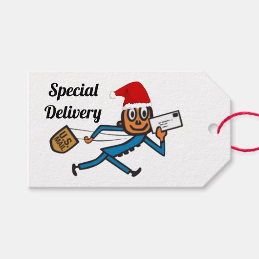 Nostalgische postbode Santa Cadeaulabel (Voorkant (Horizontaal))