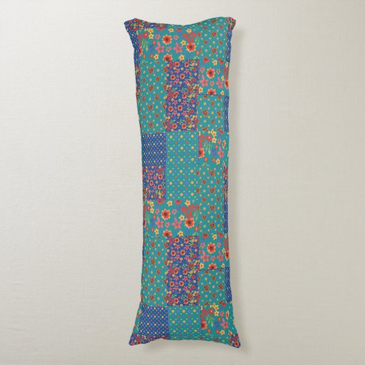 Nostalgische Prints Faux Patchwork Body Pillow Lichaamskussen (Voorkant Verticaal)