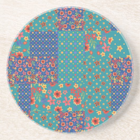 Nostalgische Prints Faux Patchwork Sandstone Onder Zandsteen Onderzetter (Voorkant)
