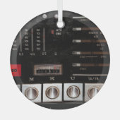 Nostalgische radio: Stereo Button Display Glas Ornament (Voorkant)