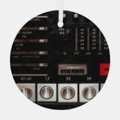 Nostalgische radio: Stereo Button Display Glas Ornament (Achterkant)