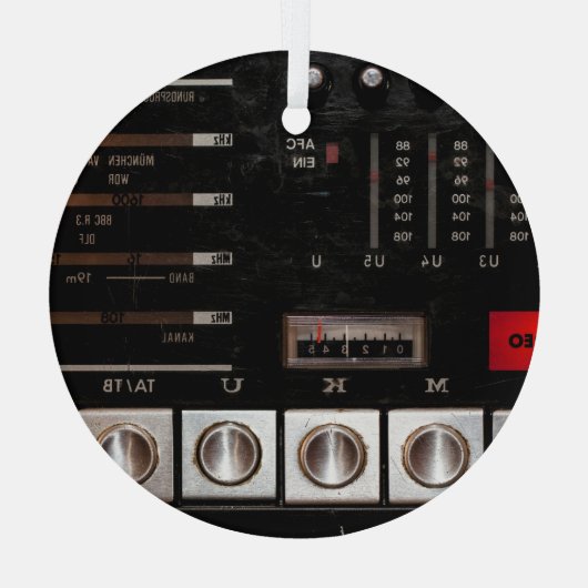 Nostalgische radio: Stereo Button Display Glas Ornament (Achterkant)