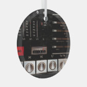 Nostalgische radio: Stereo Button Display Glas Ornament (Voorkant Rechts)